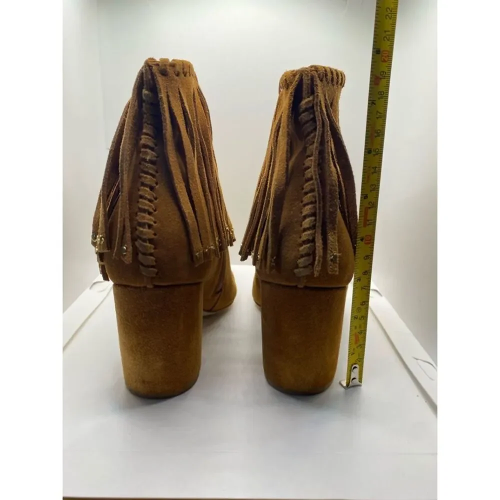 Free People Jeffrey Campbell Ankle Booties 9 Brown Fringe Suede Coastal Cowgirl